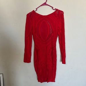Red midi mesh top dress medium